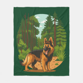 German Shepherd Forest Adventure Dog  Fleecefilt
