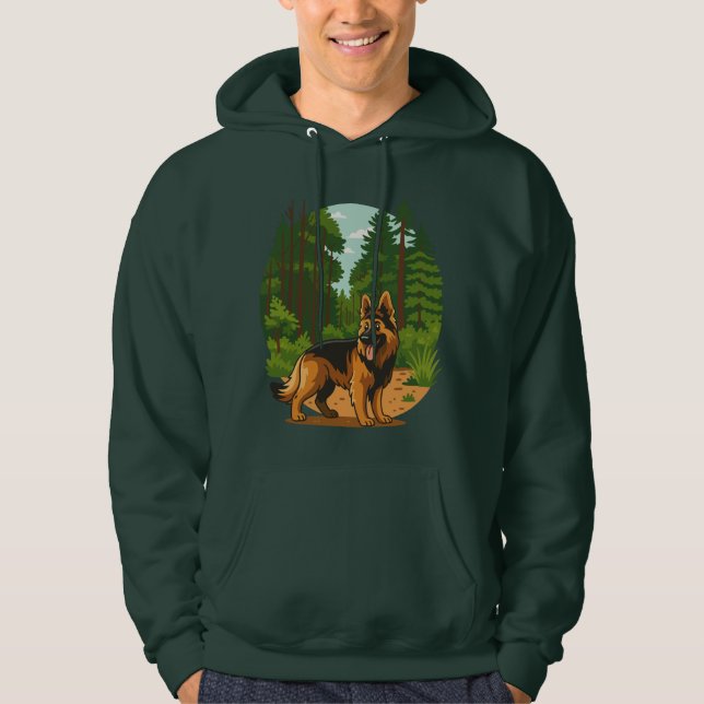 German Shepherd Forest Adventure Dog  Hoodie (Framsida)