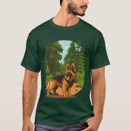 German Shepherd Forest Adventure Dog  T Shirt