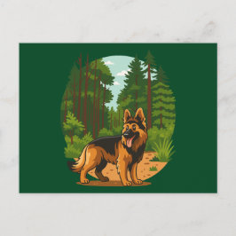 German Shepherd Forest Adventure Dog  Vykort