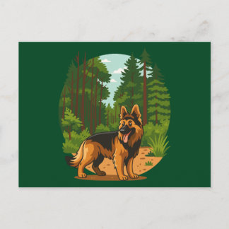 German Shepherd Forest Adventure Dog  Vykort