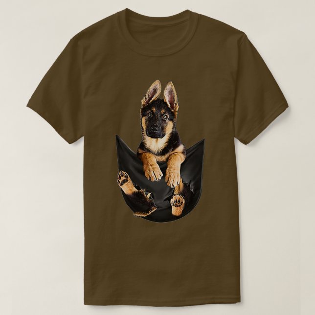 German Shepherd In Pocket Funny Dog Lover Gifts  T Shirt (Design framsida)