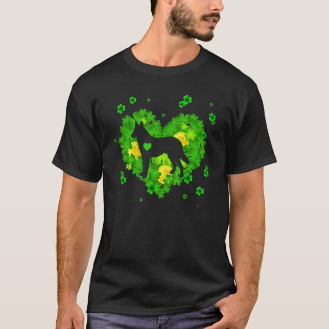 German Shepherd Irish Shamrock St Patrick Day Dog T Shirt (Framsida)