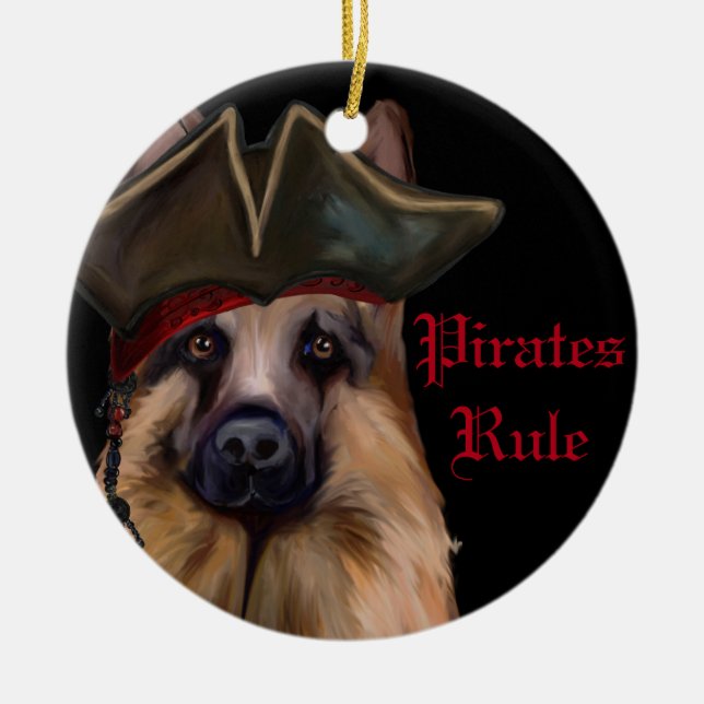 GERMAN SHEPHERD JULGRANSPRYDNAD KERAMIK (Framsidan)