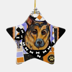GERMAN SHEPHERD JULGRANSPRYDNAD KERAMIK