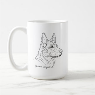 German Shepherd Line Drawing Custom Pet Name Kaffemugg