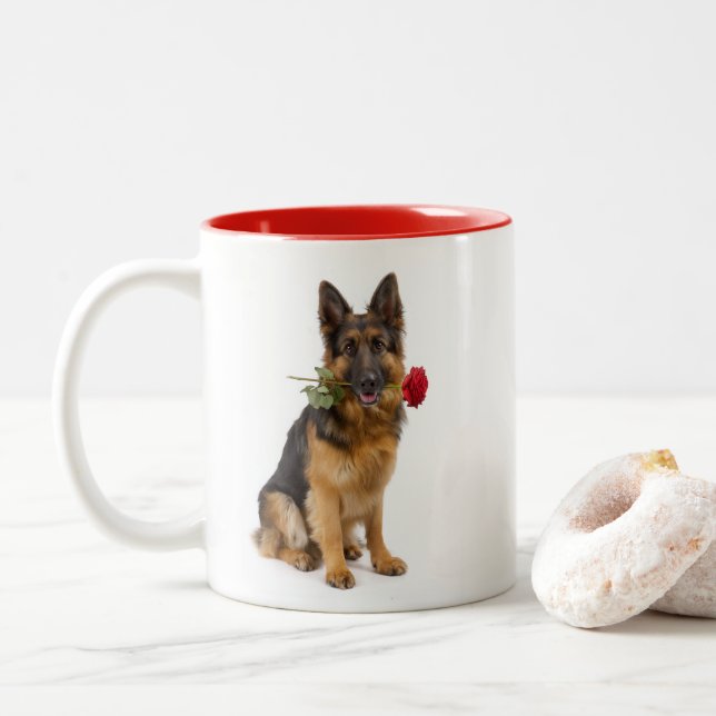 German Shepherd Love Två-Tonad Mugg (Med munk)