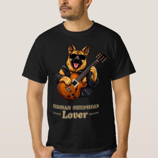 German Shepherd Lover Rock Star Guitar Dog Gift T Shirt