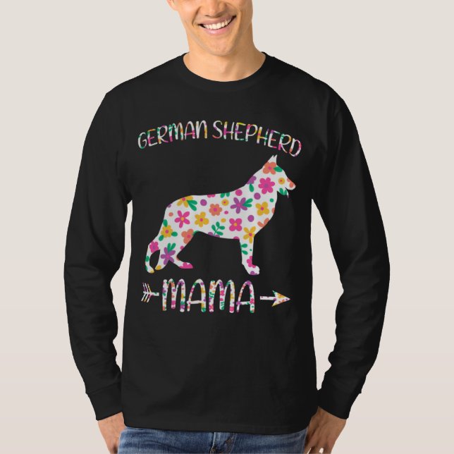 German Shepherd Mama Floral Dog Mom Mothers Day T Shirt (Framsida)