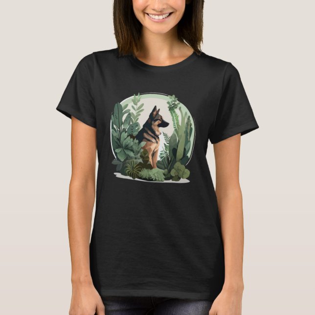German Shepherd Mama Plant  Dog T Shirt (Framsida)