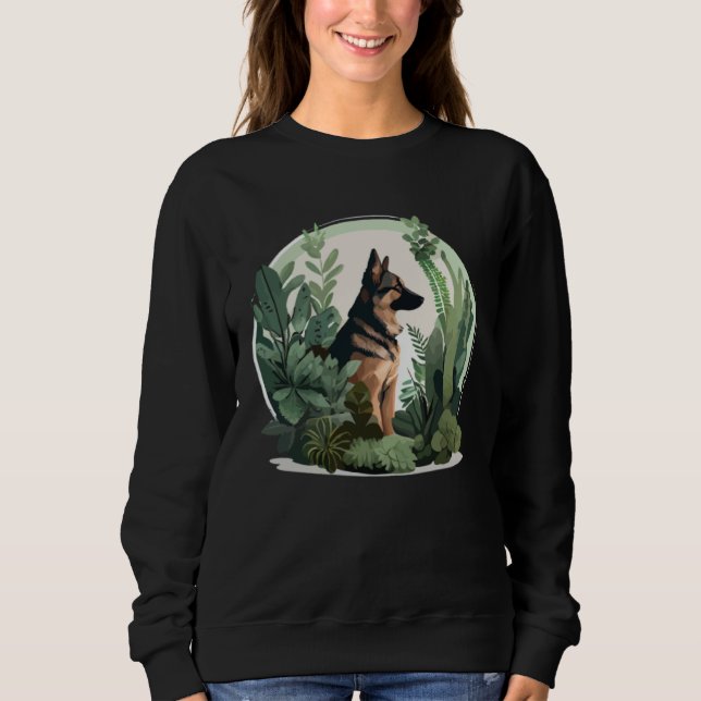 German Shepherd Mama Plant  Dog T Shirt (Framsida)