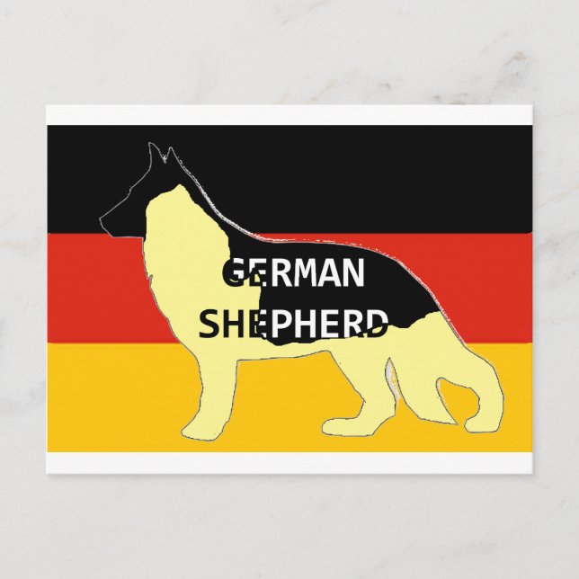 german shepherd namn silhouette på flagga black oc vykort (Framsida)