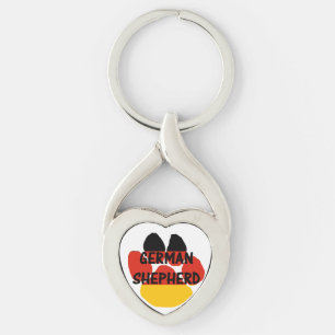 german shepherd namn tass tyskland-flagga tass twisted heart silverfärgad nyckelring