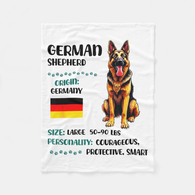 German Shepherd Origin Funny German Shepherd Lover Fleecefilt (Framsidan)