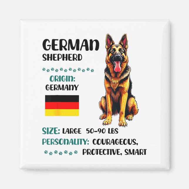 German Shepherd Origin Funny German Shepherd Lover Magnet (Framsidan)
