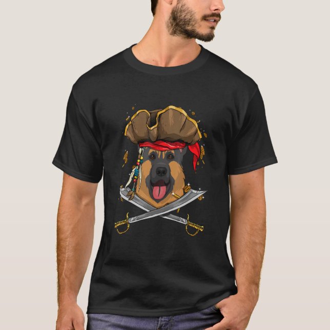 German Shepherd Pirate Kids Dog Pirate Pumpkin T Shirt (Framsida)