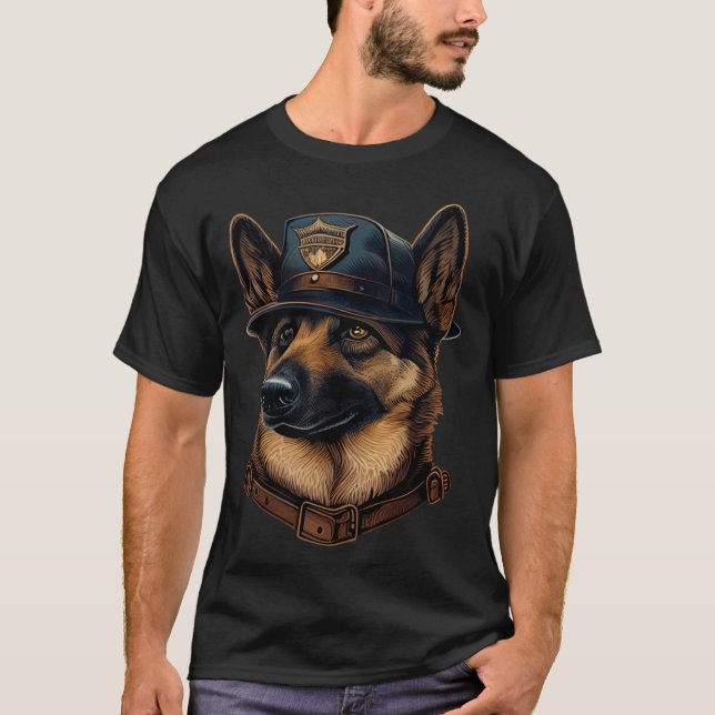 German Shepherd Police K9 Hat German Shepherd T Shirt (Framsida)