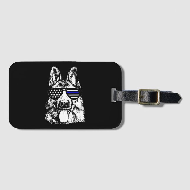 German Shepherd Police Officer Police Dog Bagagebricka (Framsida horisontal)