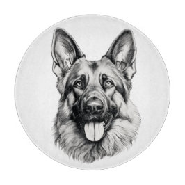 German Shepherd Portrait Round Cutting Board