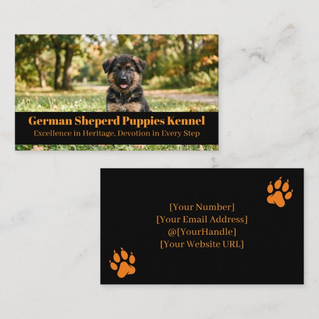 German Shepherd Puppies Kennel Business Card Visitkort (Fram/baksida)