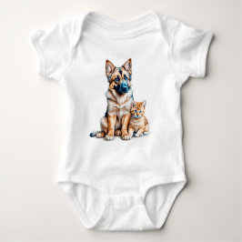 German Shepherd Puppy And Maincoon Kitten T Shirt