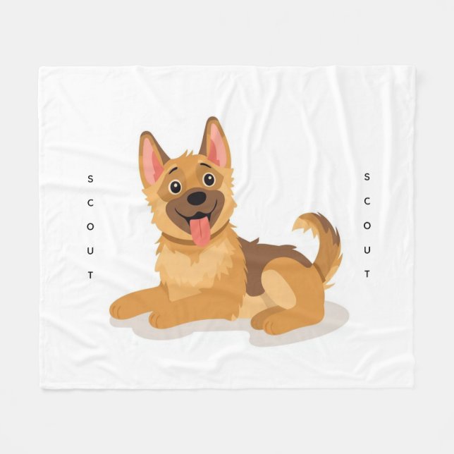 German Shepherd Puppy Cute Illustration Fleecefilt (Framsidan (Horisontell))