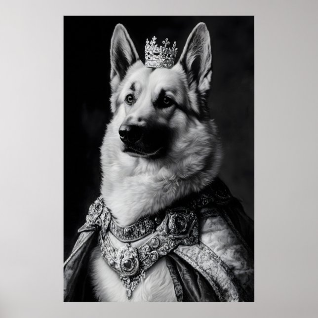 German Shepherd Renaissance Portrait, Funny Dog Poster (Framsidan)