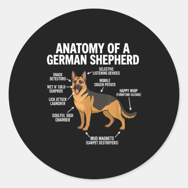German Shepherd  Runt Klistermärke (Framsida)