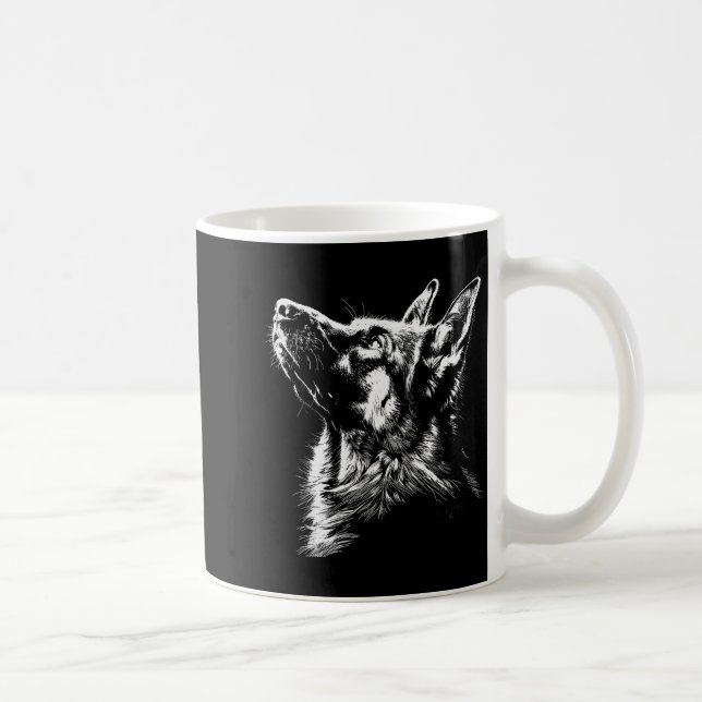 German Shepherd Silhouette Graphic German Shepherd Kaffemugg (Höger)