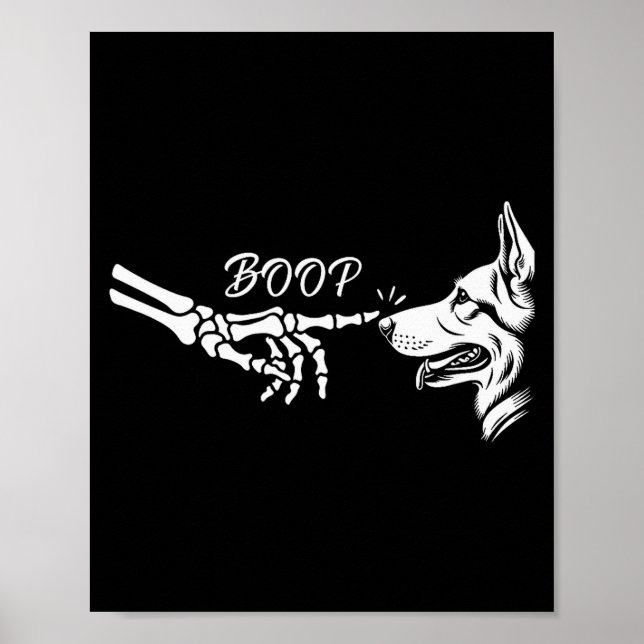 German Shepherd Skeleton Hand Boop Halloween Pet W Poster (Framsidan)