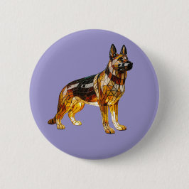 German Shepherd Stained Glass Button Knapp