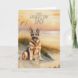 German Shepherd Sunset Beach Father's Day Helgkort