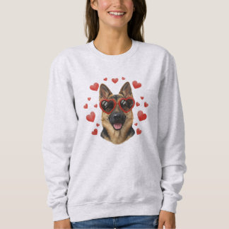 German Shepherd Valentine Oil Painting Dog Portrai T Shirt