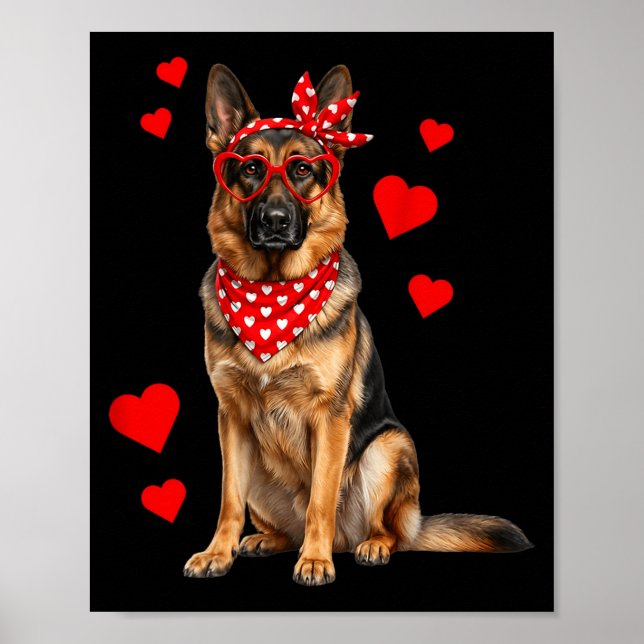 German Shepherd Valentines Day Dog Lover Heart  Poster (Framsidan)