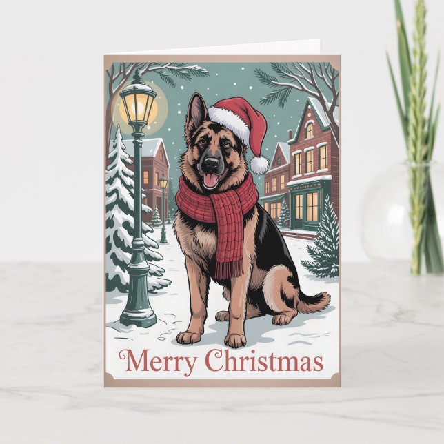 German Shepherd vintage Christmas  Kort (Framsida)