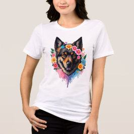 German Shepherd Wildflower Crown Floral Dog  T Shirt