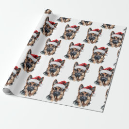 German Shepherd with Santa Hat Presentpapper