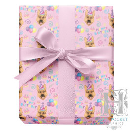 German Shepherd Wrapping Paper in Pink Presentpapper