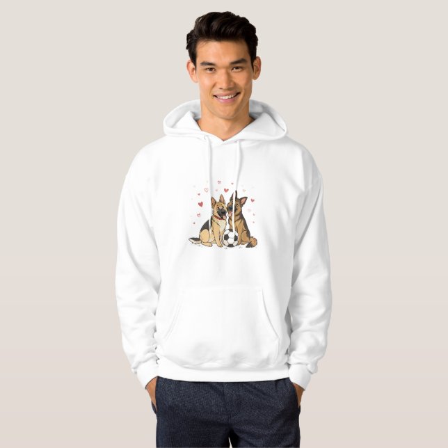 German Shepherds with Soccer Ball for Valentine's  Hoodie (Hel framsida)