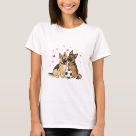 German Shepherds with Soccer Ball for Valentine's  T Shirt