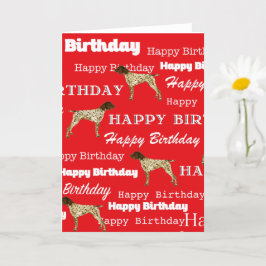 German Shorthair Pointer Birthday Card,, Red Kort