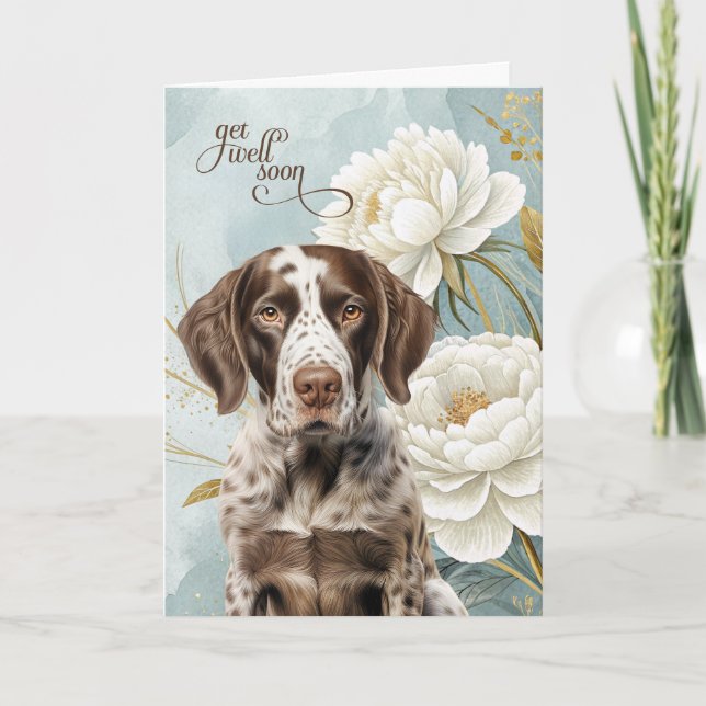 German Shorthair Pointer Dog Magnolias Get Well Kort (Framsida)