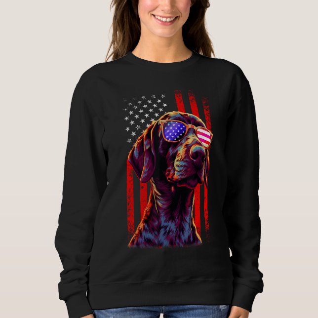 German Shorthaired Pointer Dog American Flag 4th O T Shirt (Framsida)