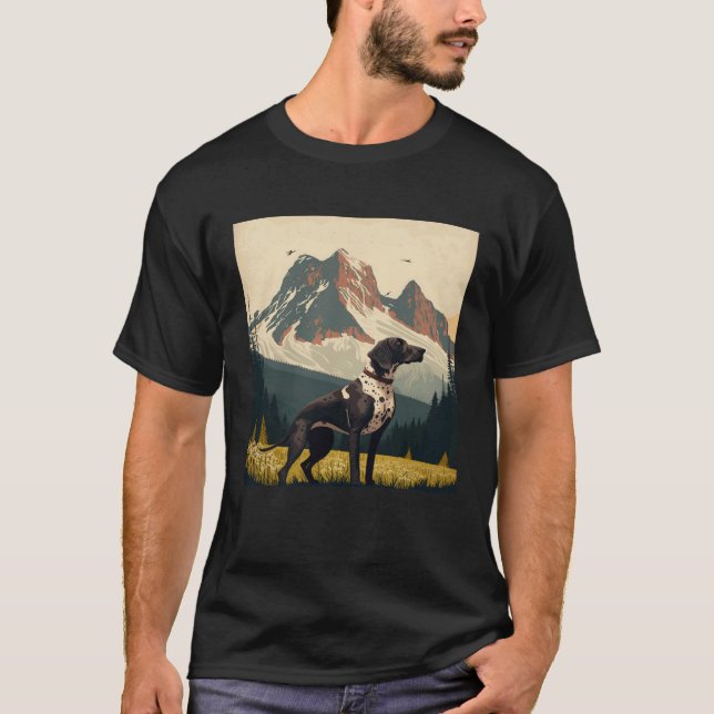 German Shorthaired Pointer Dog Portrait Tie and Dy T Shirt (Framsida)