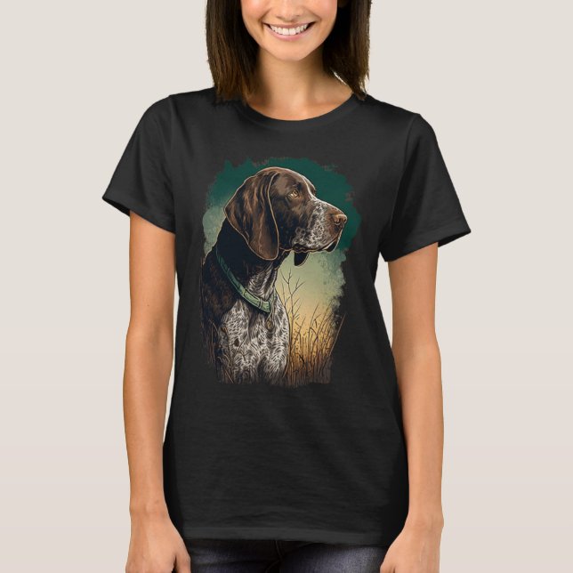 German Shorthaired Pointer Dog Portrait Tie and Dy T Shirt (Framsida)