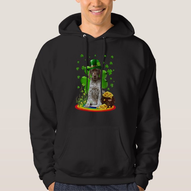 German Shorthaired Pointer Dog Shamrock St Patrick Hoodie (Framsida)