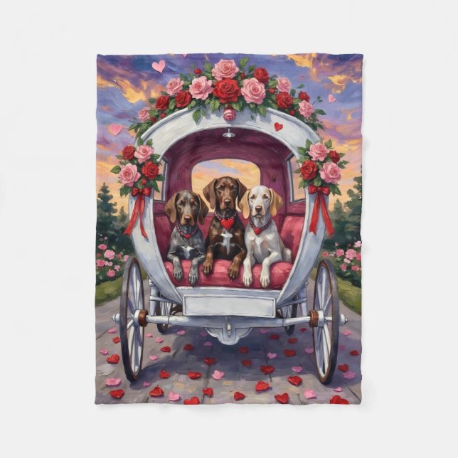 German Shorthaired Pointer  Dog Valentine's Day  Fleecefilt (Framsidan)