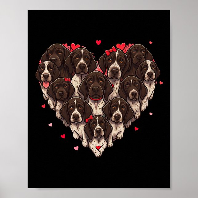 German Shorthaired Pointer Heart Valentine Womens  Poster (Framsidan)