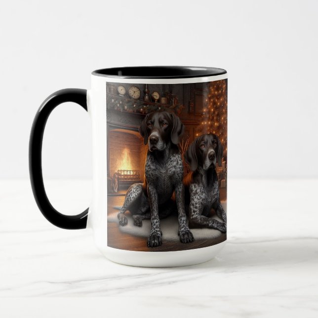 German Shorthaired Pointer Pair Christmas Mug Cup Mugg (Vänster)