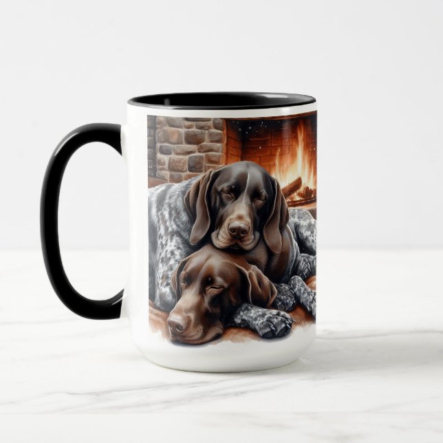 German Shorthaired Pointer Sleeping Christmas Mug Mugg (Vänster)